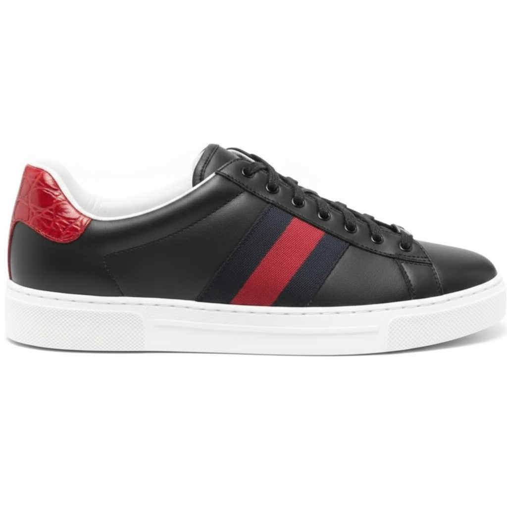 Ace Web Leather Sneaker Black/Red