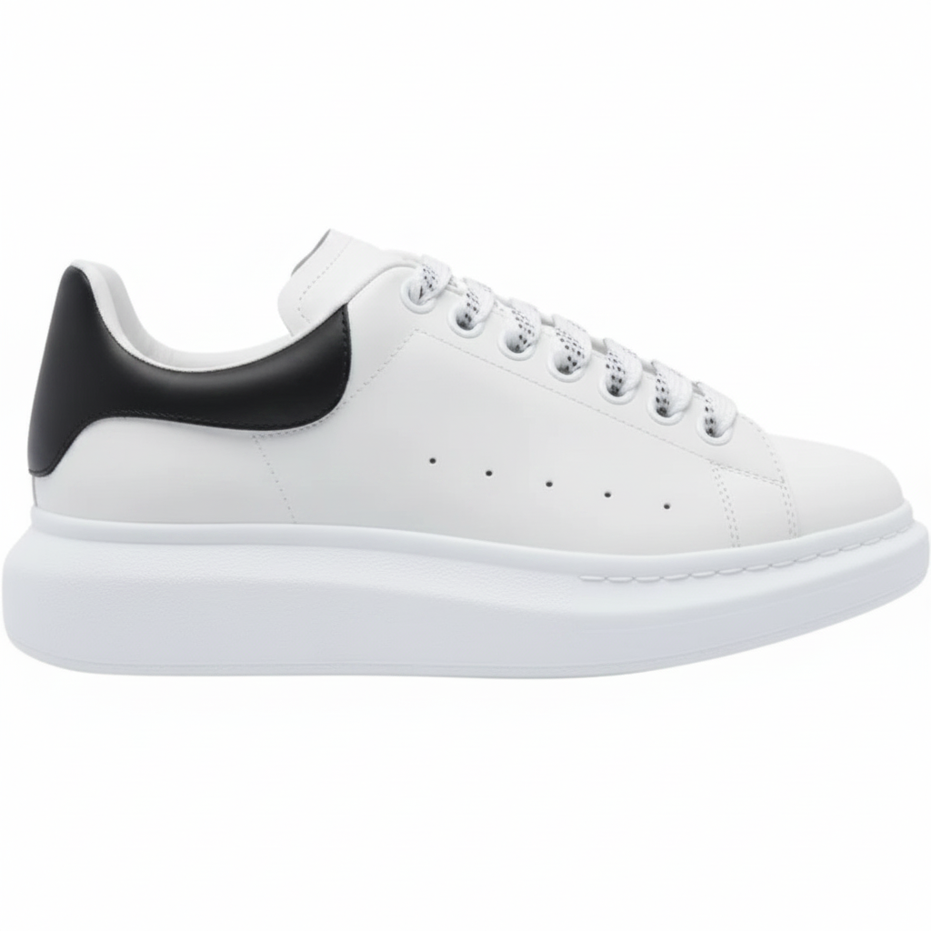 Oversized Sneaker White Black Heel